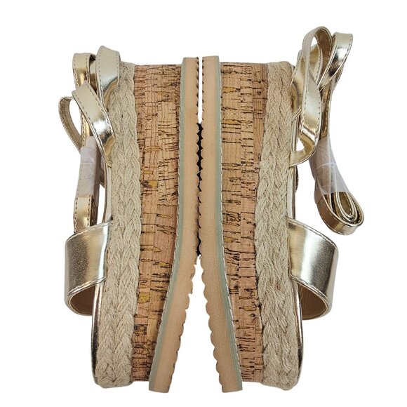 Pretty Little Thing Metallic Gold Boho Cottagecore Platform Chunky Sandals 3/36 - Picture 9 of 15